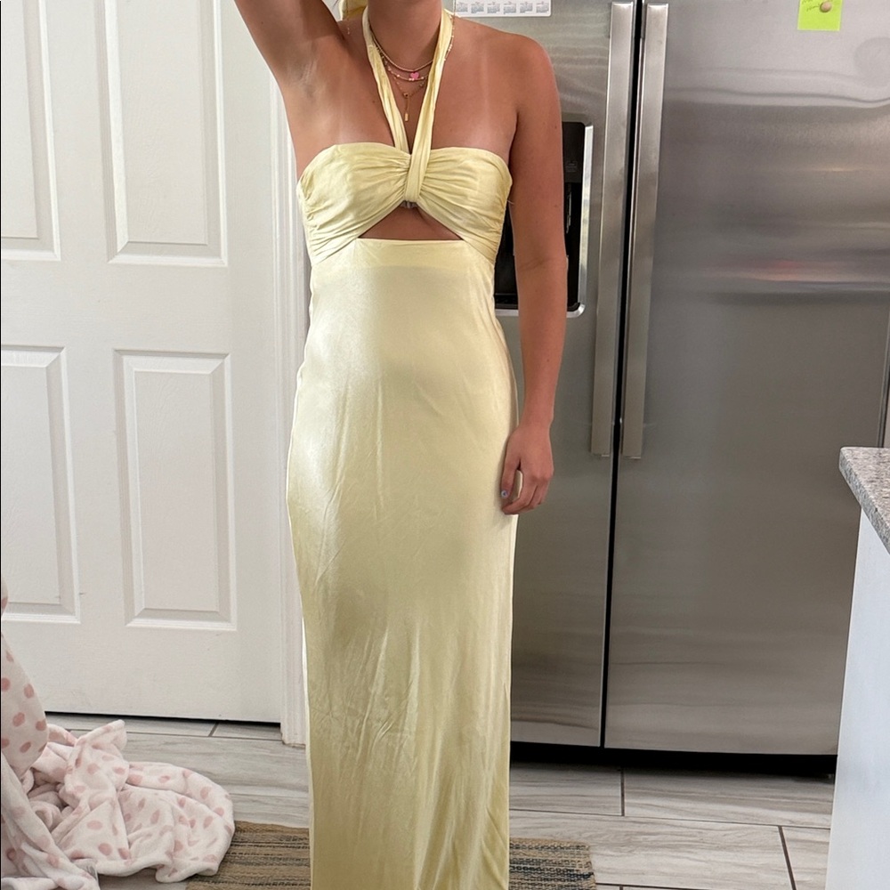 Shona Joy Strapless Yellow Dress
